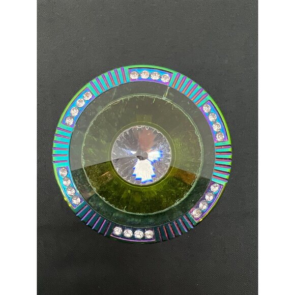 Crystal Top 4-Piece Herb Grinder With Rainbow Finish - Picture 2 of 5